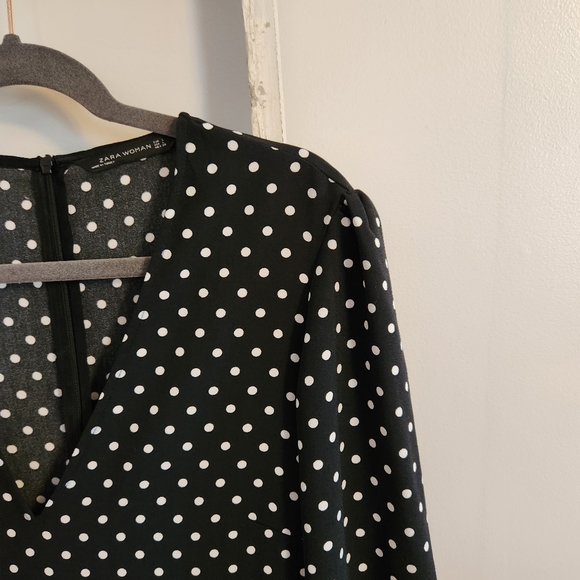 Zara Woman Large polka dot palazzo cropped wide leg jumpsuit - Picture 3 of 6